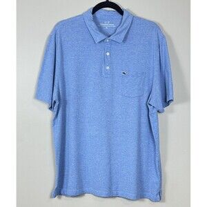 Vineyard Vines Polo Shirt Men's XL Blue Short Sleeve Preppy Coastal Blue Whale